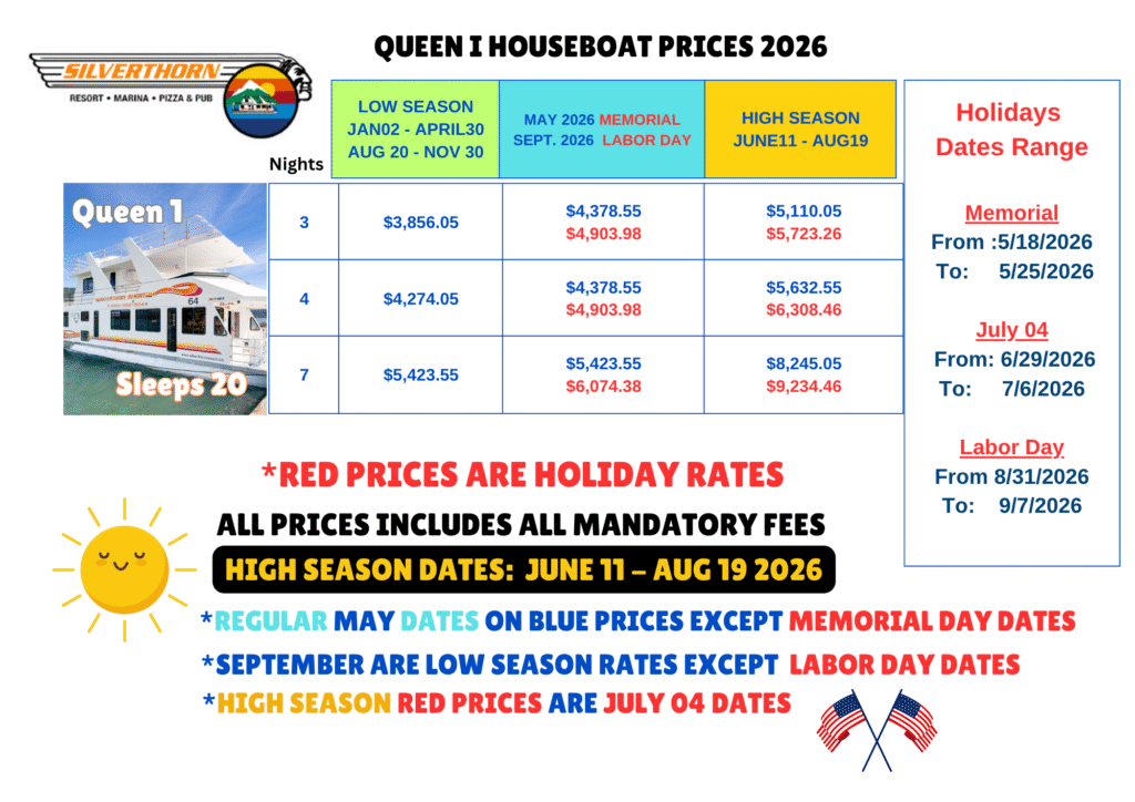 QUEEN1-2026-PRICES ⋆ Houseboats.com