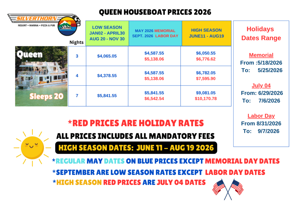 QUEEN-2026-PRICES ⋆ Houseboats.com