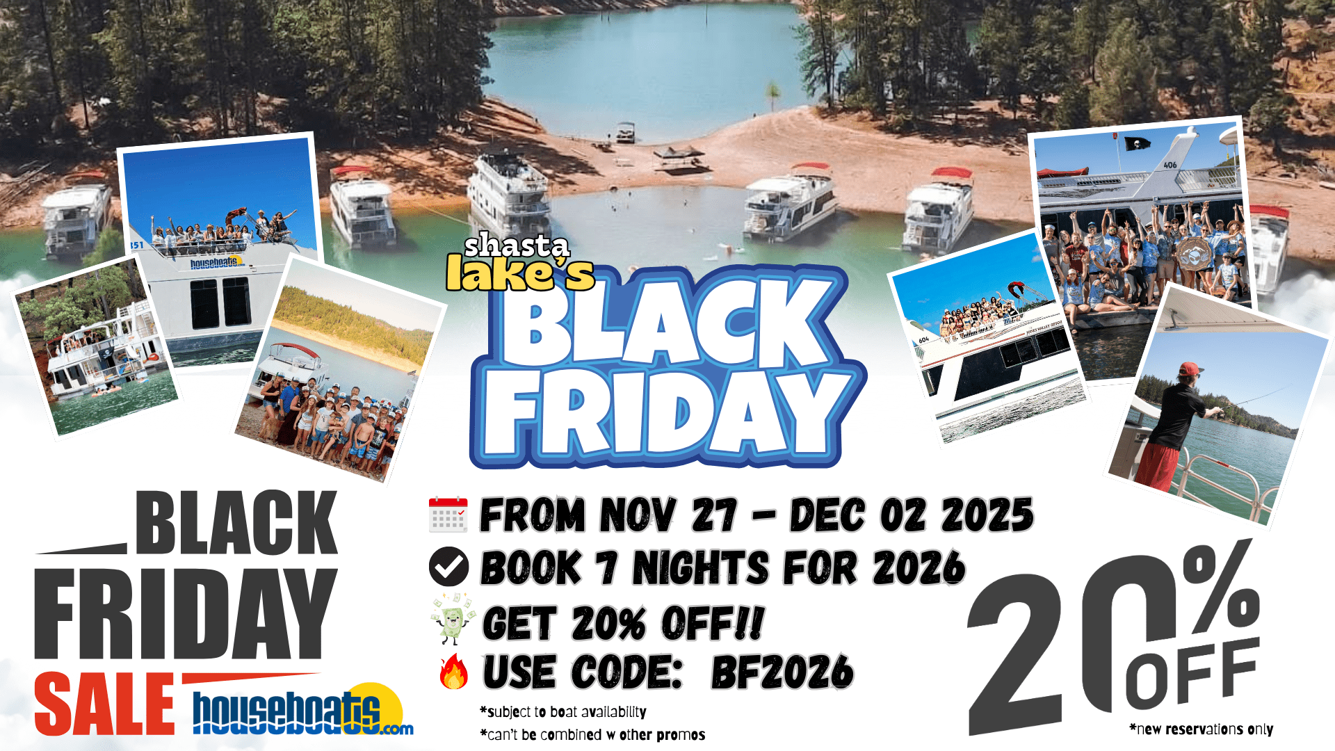 BLACK FRIDAY 2026 HOUSEBOATS SHASTA LAKE